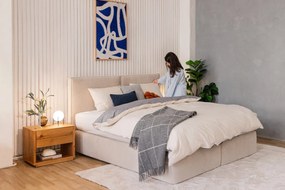 Szaro-beżowa pościel dwuosobowa z bawełny renforcé z prześcieradłem 4-częściowa 200x220 cm – Mila Home