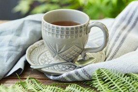 Biało-beżowa kamionkowa filiżanka Costa Nova Cristal, 300 ml