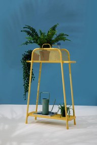 Żółty metalowy regał na balkon Garden Pleasure MWH, wys. 105,5 cm