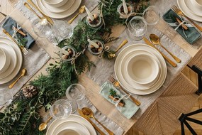 18-częściowy zestaw kremowych naczyń z kamionki Bonami Selection Malia