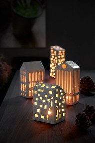 Biały ceramiczny świecznik Kähler Design Urbania Lighthouse High Building