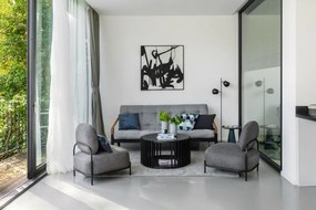 Czarny stolik z drewna dębowego Woodman Drum, ø 83 cm