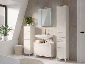 Kremowa wysoka/wąska szafka łazienkowa z matowym wykończeniem 34x123 cm Laurino – Germania