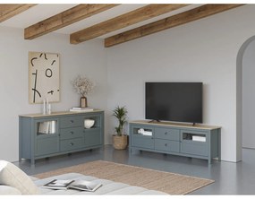 Szarozielona szafka pod TV z litego drewna sosnowego 180x59x40 cm Misti – Marckeric