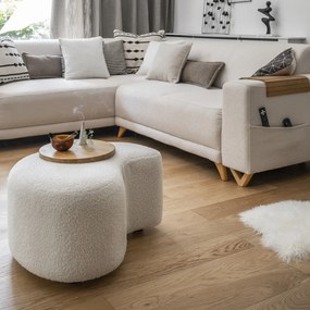 Biały puf z przędzy pętelkowej Bouclé Miuf – Miuform