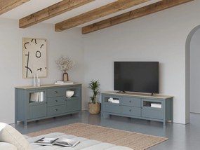 Szarozielona szafka pod TV z litego drewna sosnowego 180x59x40 cm Misti – Marckeric