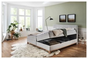 Jasnoszare łóżko boxspring ze schowkiem 180x200 cm Catania − Meise Möbel