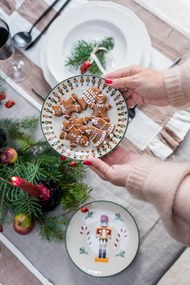 Kremowy kamionkowy talerz deserowy ze świątecznym motywem ø 16 cm Jolly – Bloomingville