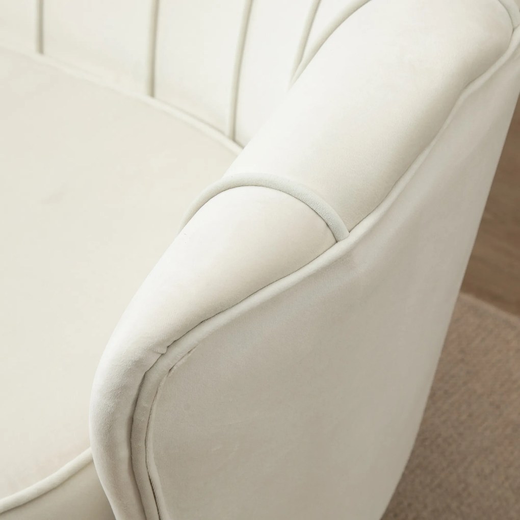 HOMCOM sofa dwuosobowa aksamitna kremowa styl vintage wygodna kanapa do salonu do 150 kg złote nogi | Aosom PL