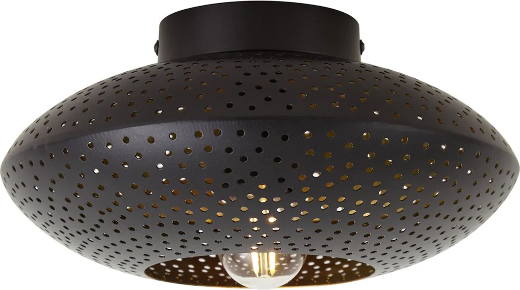 Orientalna lampa sufitowa czarna ze złotem 25 cm - Radiance