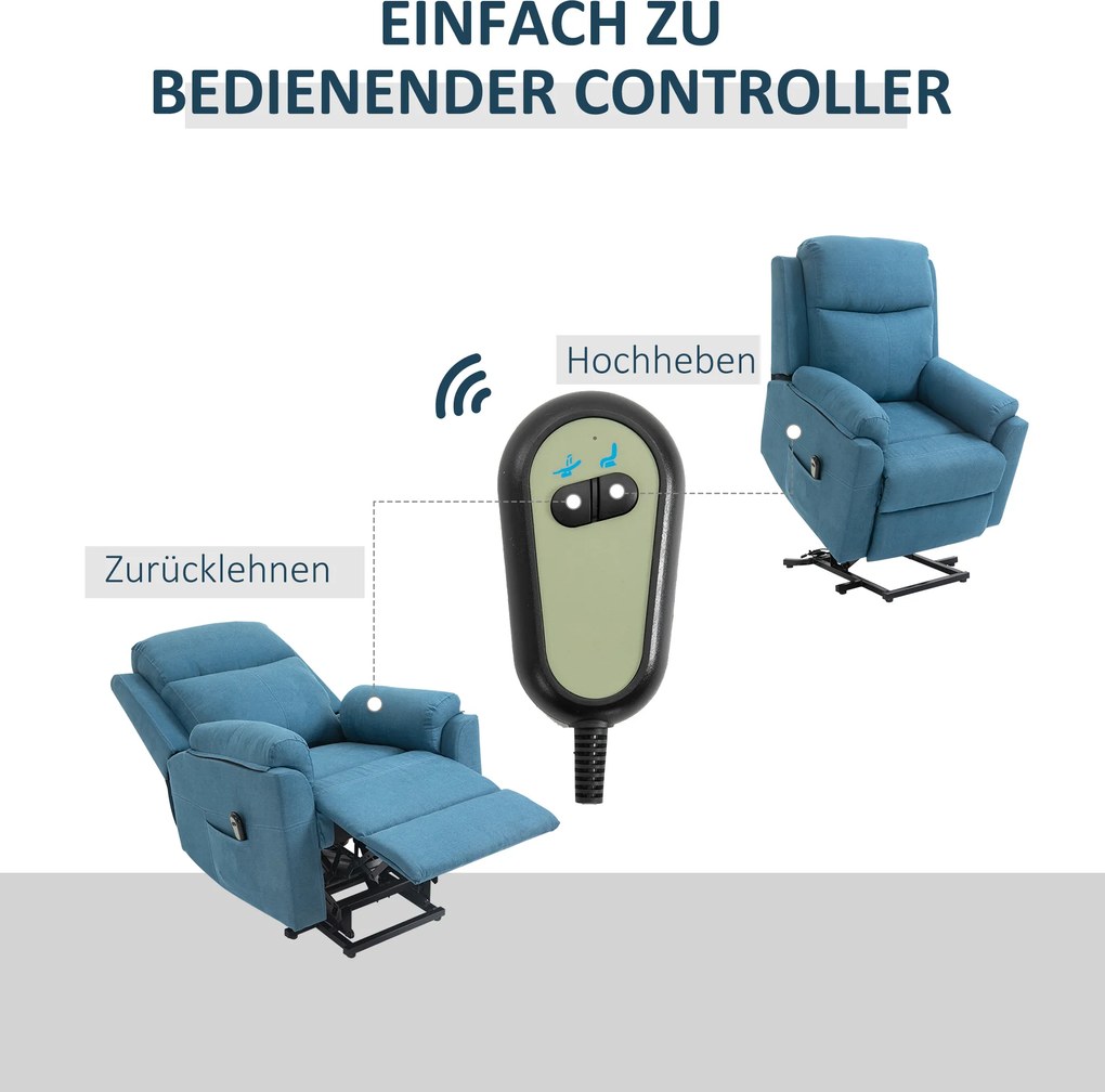 HOMCOM elektryczny fotel telewizyjny z funkcją podnoszenia i wsparcia przy wstawaniu wygodny i praktyczny | Aosom PL