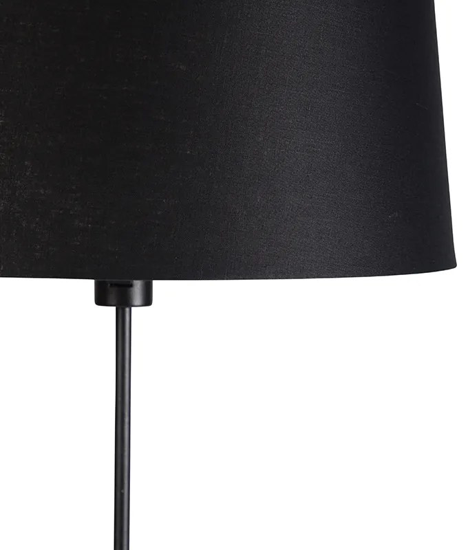 Lampa stojąca czarna z czarnym abażurem z lnu 45 cm regulowana - Parte klasyczny/Antyczny Oswietlenie wewnetrzne
