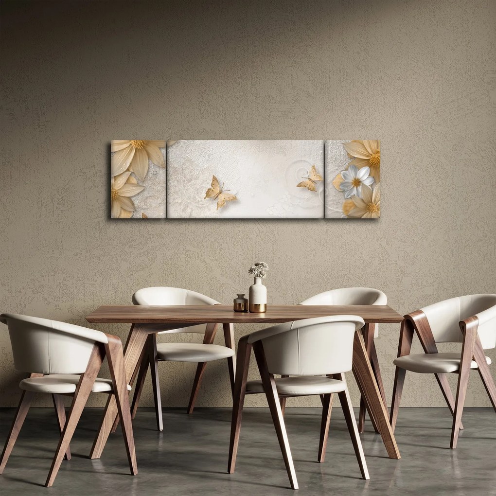 Obraz - Kwiaty z muszką (170x50 cm)
