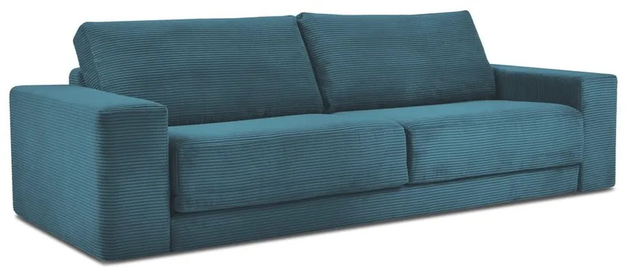 Turkusowa sztruksowa rozkładana sofa 250 cm Donatella – Milo Casa