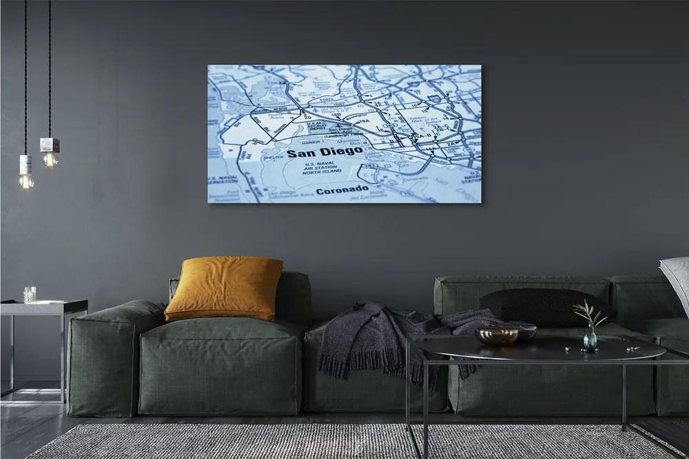 Obraz drukowany na płótnie Szczegółowa Mapa Miasta