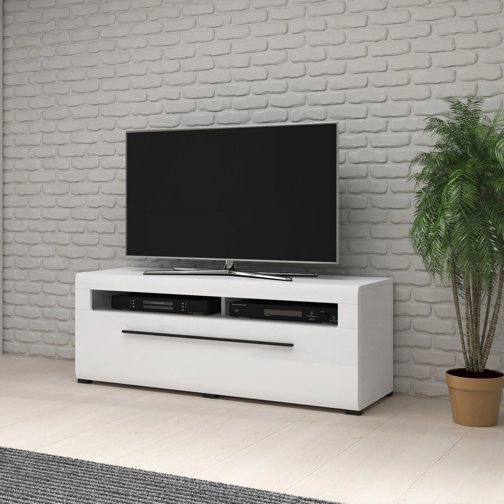 Szafka RTV TULLIA - Biały / 140 cm