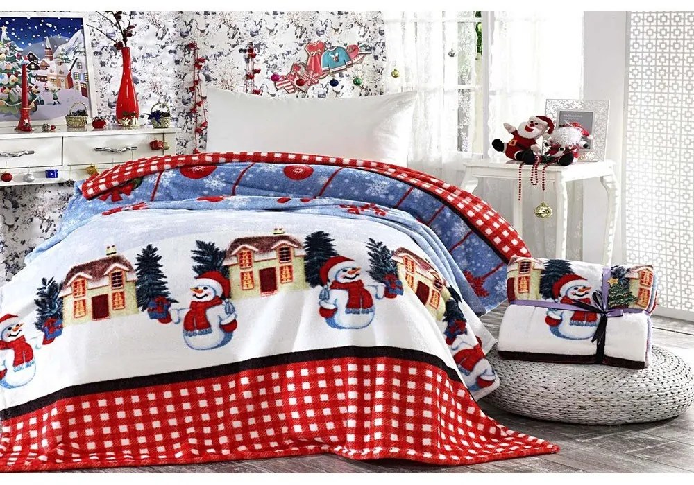 Koc ze świątecznym motywem z mieszanki bawełny 150x200 cm – Mila Home