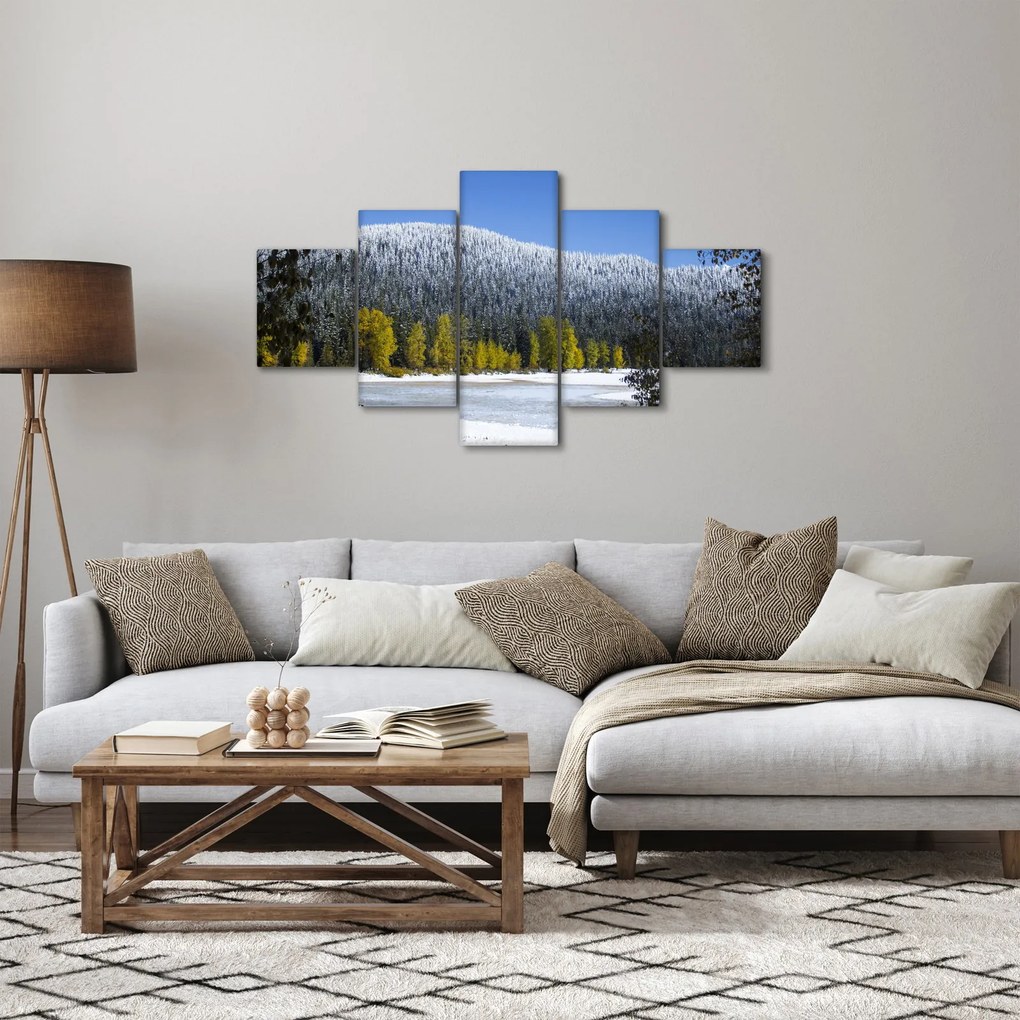 Obraz - ośnieżone góry zimą (125x70 cm)