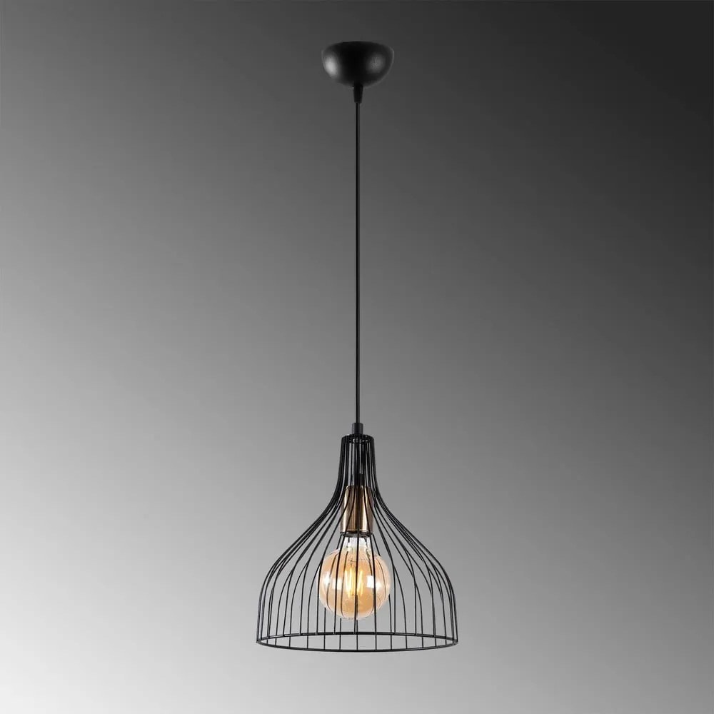 Czarna lampa wisząca z metalowym kloszem ø 25 cm Cafu – Opviq lights