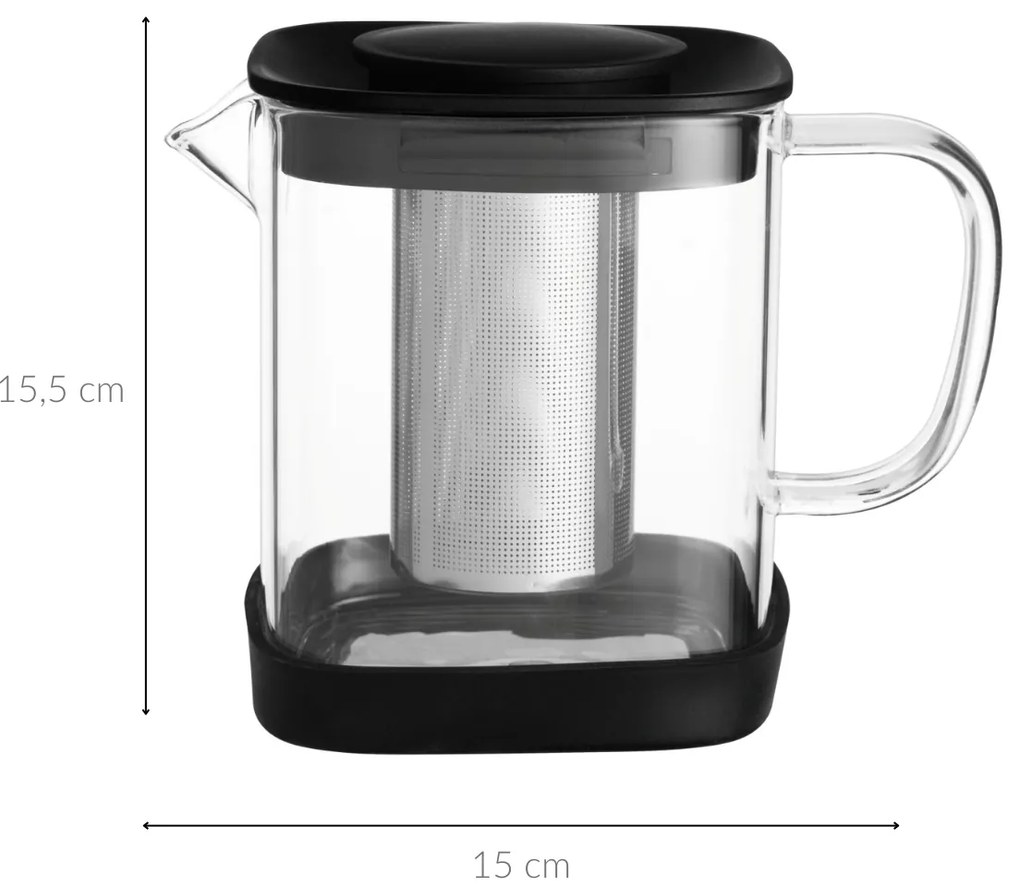 Kwadratowy dzbanek z zaparzaczem, 1 l