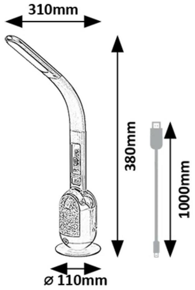 Rabalux 74230 lampa stołowa LED z brokatem Figen, czarny, 5 W, 290 lm, 5000 K, ściemnialna