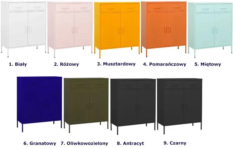 Granatowa metalowa szafka gospodarcza z 2 szufladami G6-C29