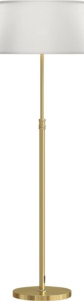 HOMCOM Lampa stojąca z pilotem regulowana wysokość abażur materiałowy metalowa podstawa złoty kolor | Aosom PL