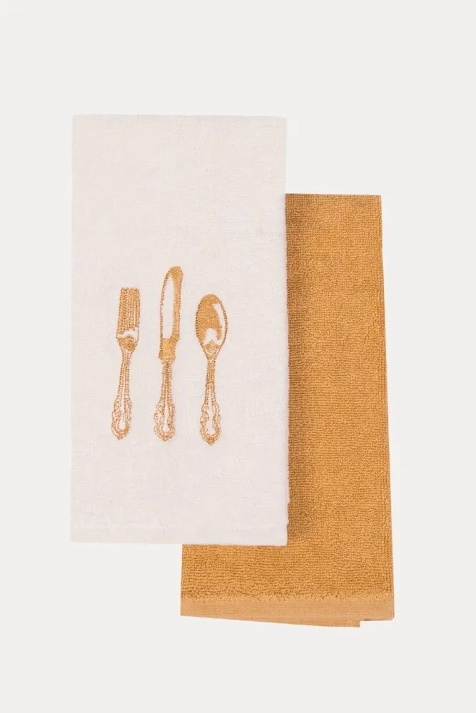 Ręczniki kuchenne HOME, 2 szt Kremowy / Mustard Zestaw (2szt., 40x60 cm)