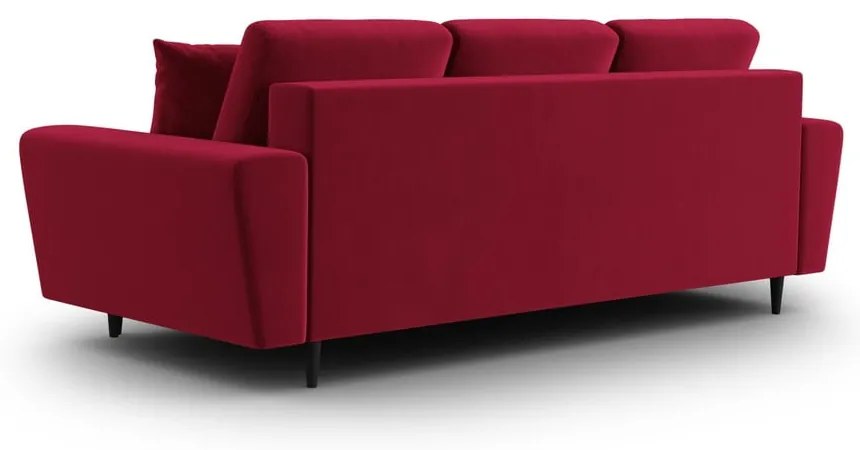 Czerwona aksamitna rozkładana/ze schowkiem sofa 235 cm Kyoto – Cosmopolitan Design