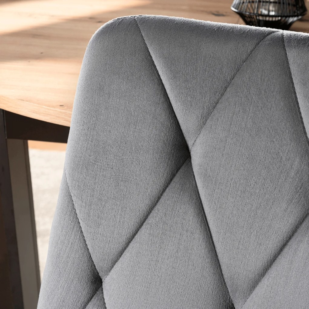 Krzesło Tapicerowane do Salonu ROBIN Szare Welurowe Nowoczesne Loft