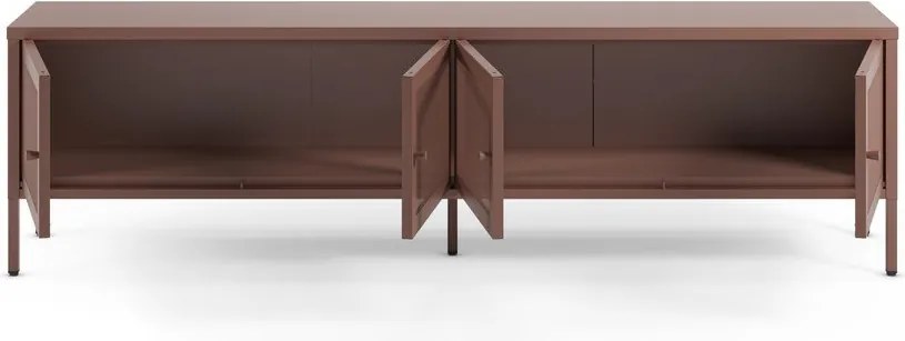 Bordowa metalowa szafka pod TV 160x50x35 cm Fayna – Marckeric