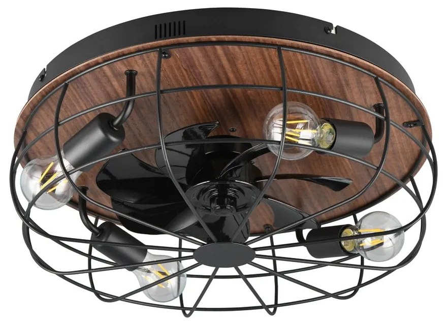 Lampa sufitowa ze zdalnym sterowaniem/z wentylatorem w kolorze matowej czerni/brązowa Trondheim – Trio