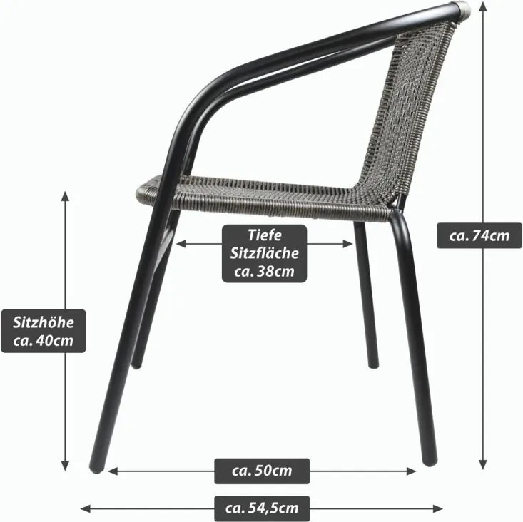 Zestaw krzeseł ogrodowych, ciemnoszarych, 2 szt