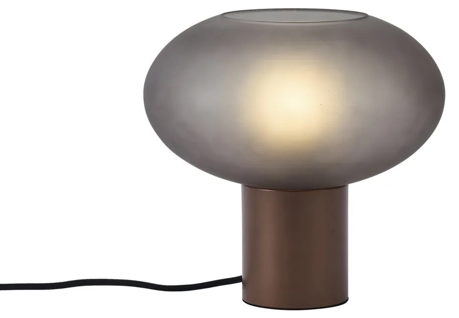 Designerska lampa stołowa brązowa z matowym szarym szkłem - Umbrella