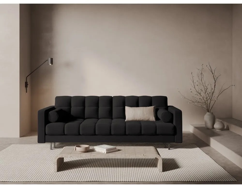 Ciemnoszara rozkładana sofa ze schowkiem 222 cm Bali – Cosmopolitan Design