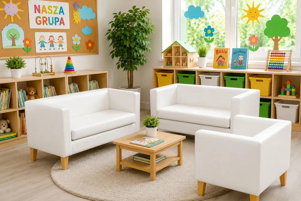 Sofa Monaco : Kolor nogi - Drewno, Kolor tkaniny - EKO-SKÓRA - 10D, Typ tkaniny - Eko-skóra , Wysokość nogi - 20 cm