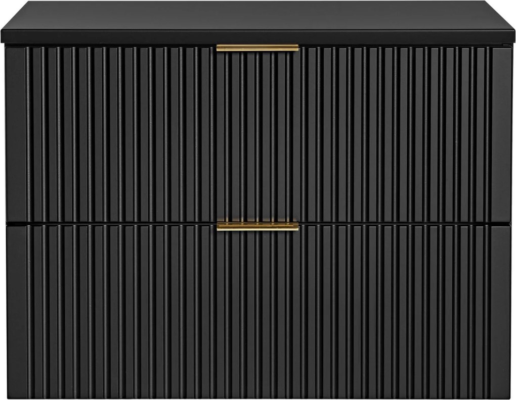 Szafka wisząca podumywalkowa czarna  mat 80 x 46 cm ASTROS Black z blatem