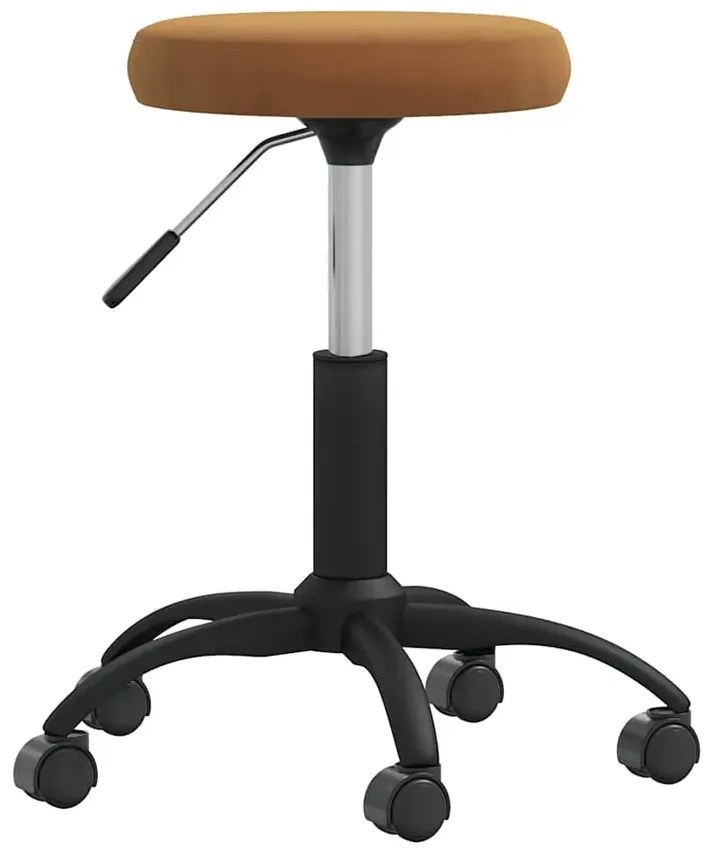 Brązowy aksamitny taboter na kółkach T0-A90