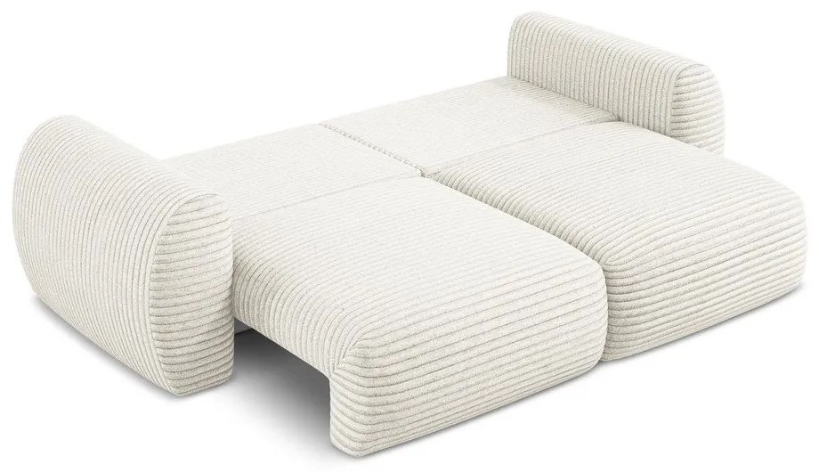 Beżowa sztruksowa rozkładana sofa ze schowkiem 266 cm Kini – Makamii