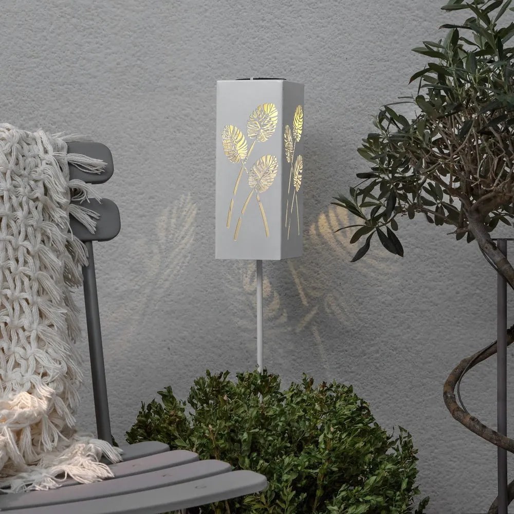 Biała solarna dekoracja świetlna LED z metalu Star Trading Albaleaf