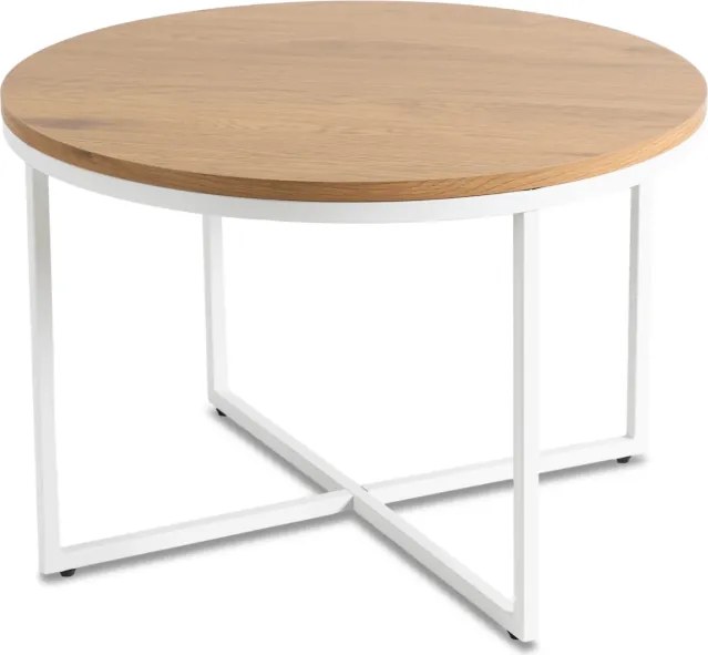 Stolik Kawowy HANTEL 70 cm Dąb Złoty/Biały Skandynawski