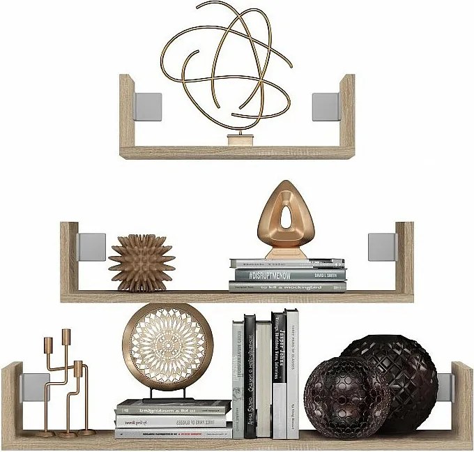 Półki Ścienne MOBI 3P | Sonoma | 80x20x14 cm | Półki wiszące