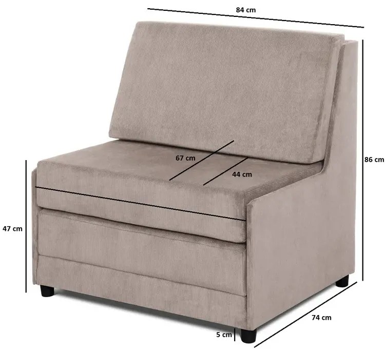 Tapicerowany beżowy fotel spania z funkcją L3-R72