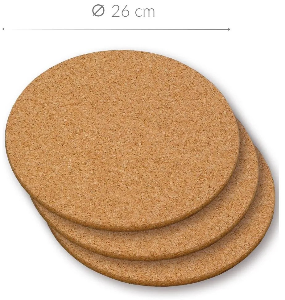 Podstawka pod garnek, korek, Ø 26 cm 3 sztuki, Kesper
