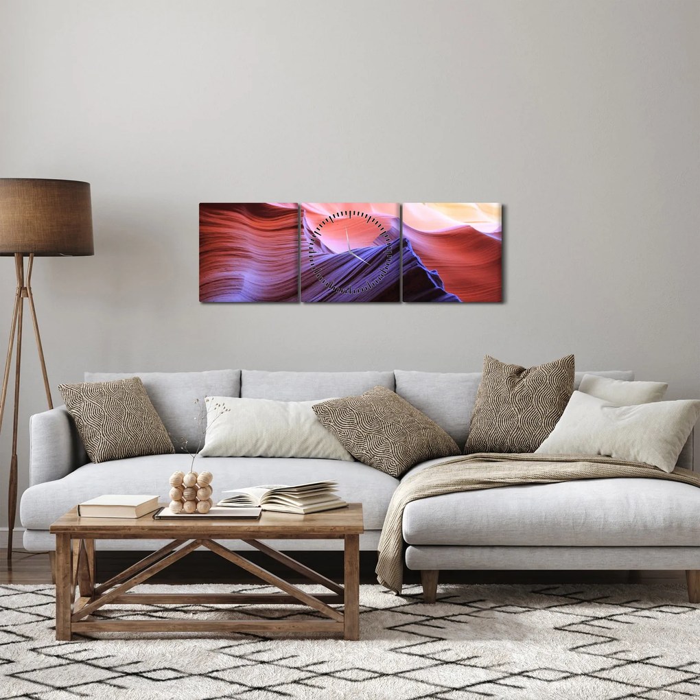 Obraz - kolorowy piasek (z zegarem) (90x30 cm)