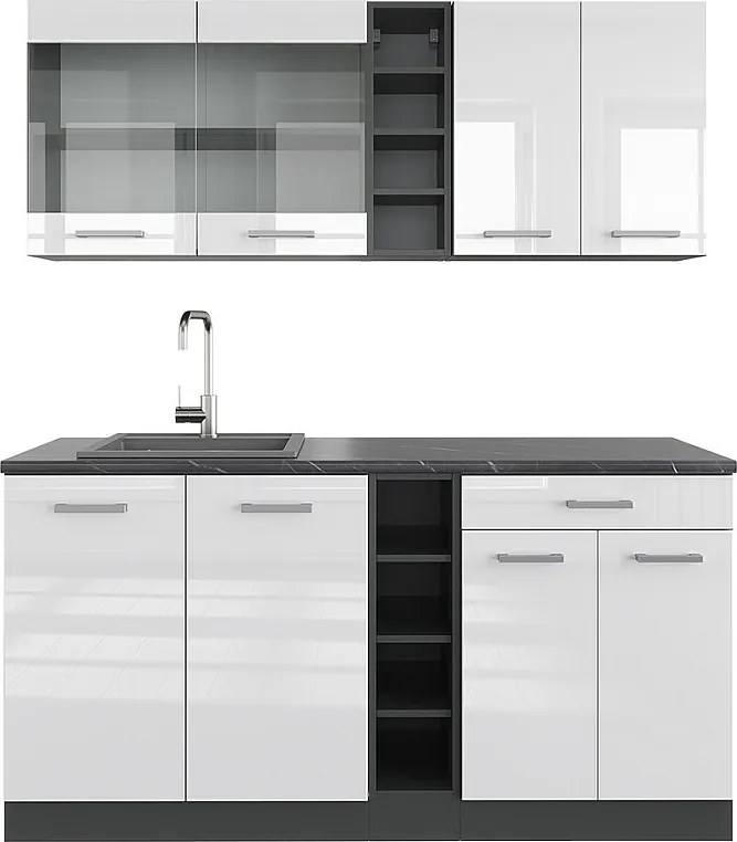 Pojedyncza kuchnia biały wysoki połysk/antracyt 160x60x81.6 r-line