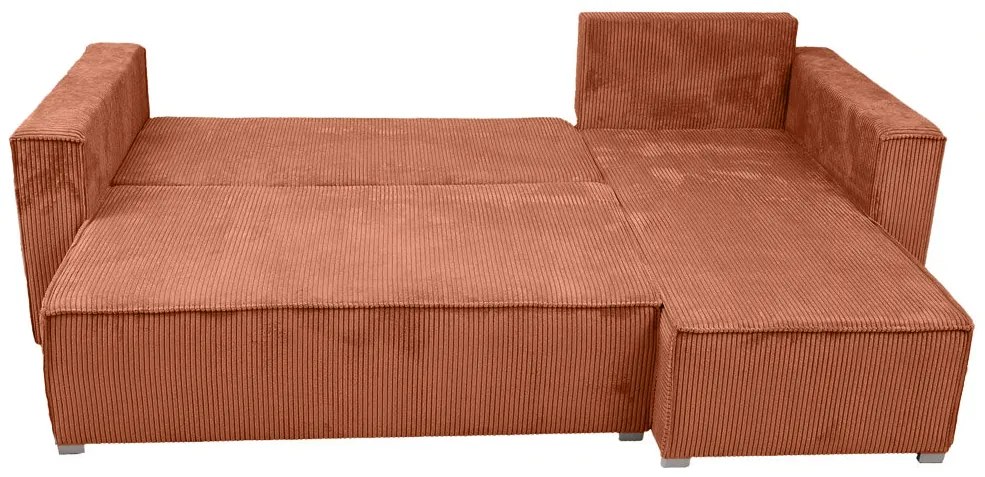 Rozkładana narożna sofa SMART COSARO terakotowa, dwustronna + 2 poduszki GRATIS