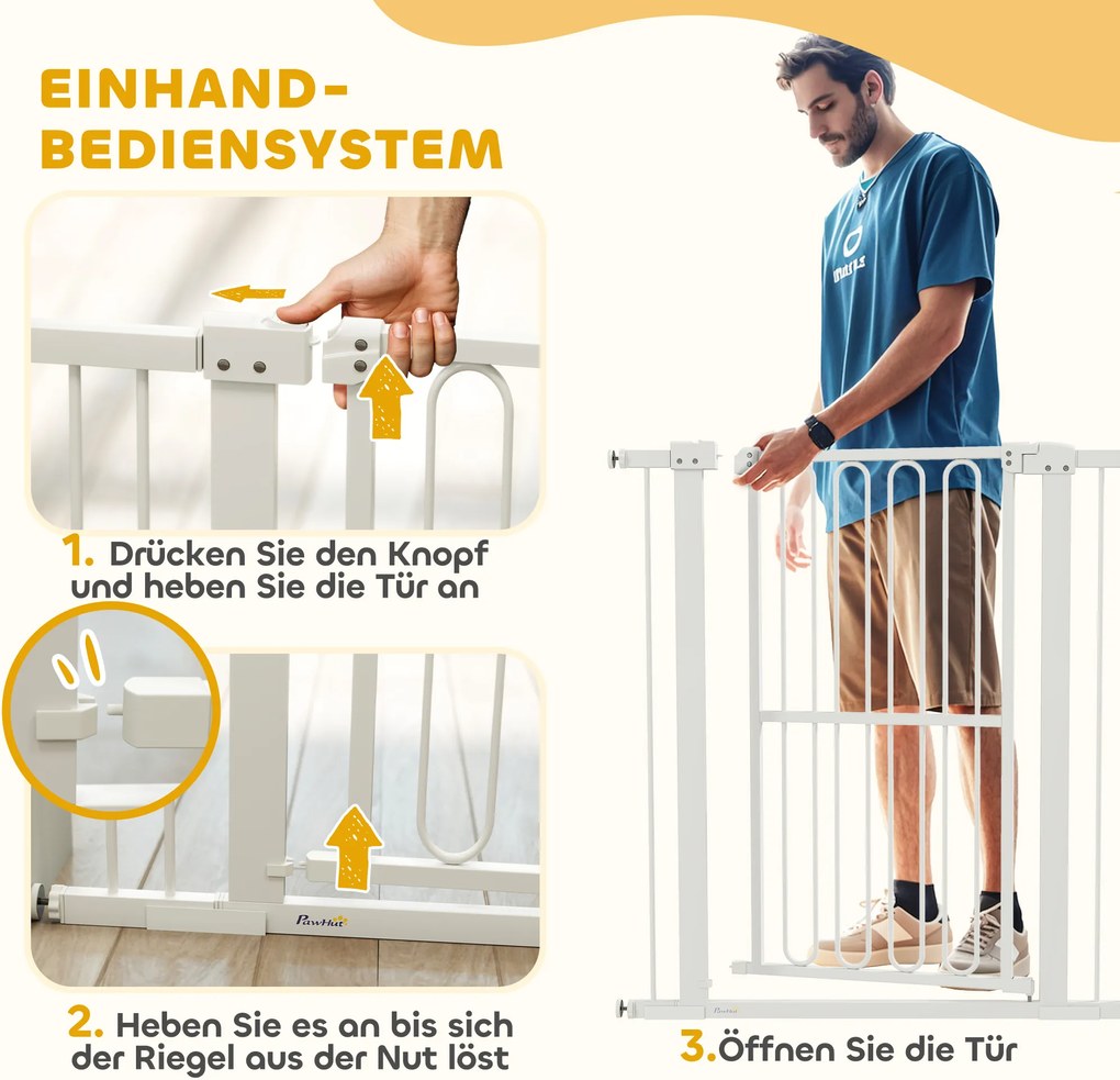 PawHut Bramka ochronna dla psów, 76-104 cm, bez wiercenia, bramka schodowa