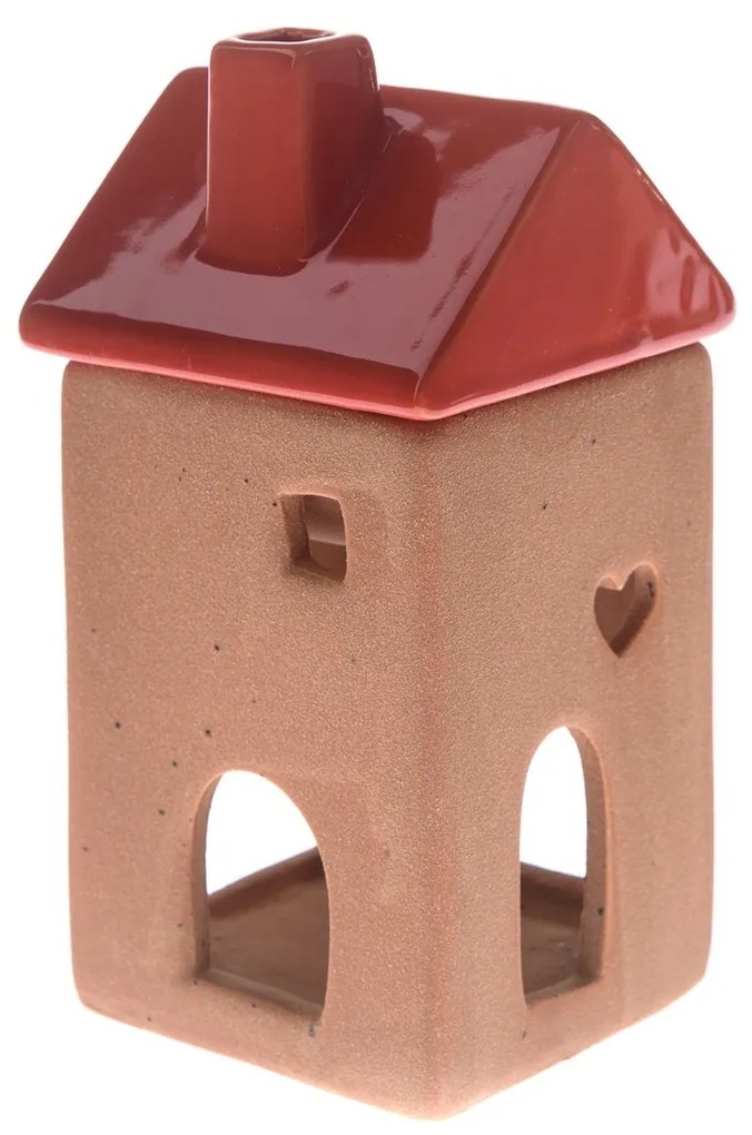 Ceramiczna lampa do aromaterapii Red House, 7,5 x 15 x 7,5 cm