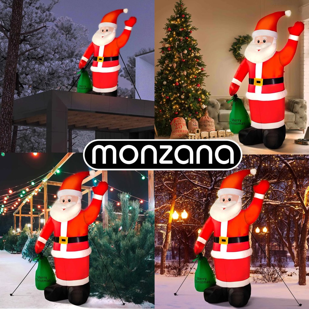 Monzana Nadmuchiwany Mikołaj z oświetleniem, 180cm, czerwona